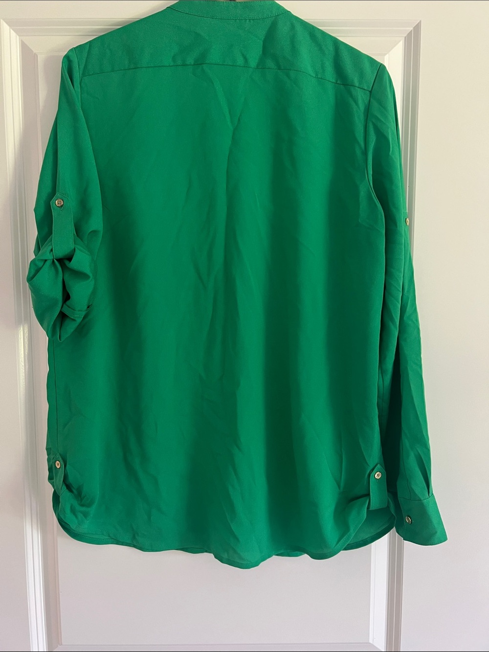 Calvin Klein Green Long-Sleeve Zip-Pocket Blouse - Picture 8 of 8